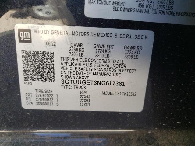 3GTUUGET3NG617381 - 2022 GMC SIERRA K1500 DENALI BLUE photo 13