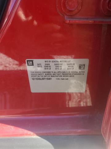 1G11C5SL2EF116491 - 2014 CHEVROLET MALIBU 1LT RED photo 12