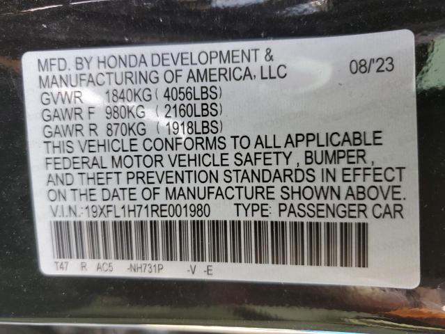 19XFL1H71RE001980 - 2024 HONDA CIVIC EXL შავი ფოტო 13