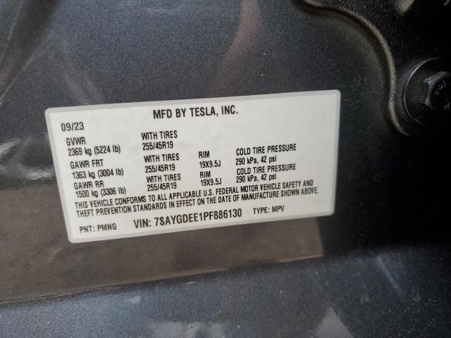 7SAYGDEE1PF886130 - 2023 TESLA MODEL Y GRAY photo 12