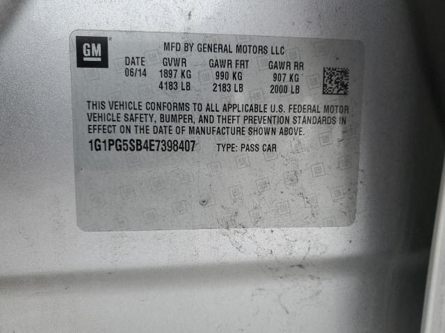 1G1PG5SB4E7398407 - 2014 CHEVROLET CRUZE LTZ SILVER photo 12