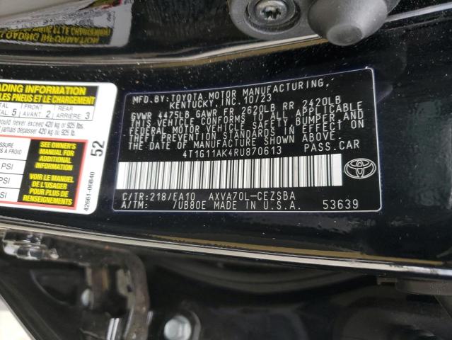 4T1G11AK4RU870613 - 2024 TOYOTA CAMRY SE NIGHT SHADE BLACK photo 12