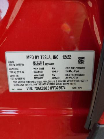 7SAXCBE61PF376574 - 2023 TESLA MODEL X 红色 照片 14