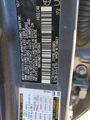 NMTKHMBX7JR051849 - 2018 TOYOTA C-HR XLE GRAY photo 13