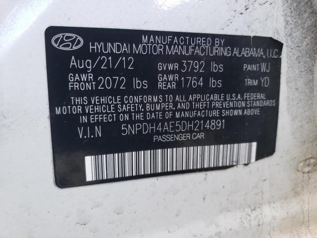 5NPDH4AE5DH214891 - 2013 HYUNDAI ELANTRA GLS WHITE photo 13