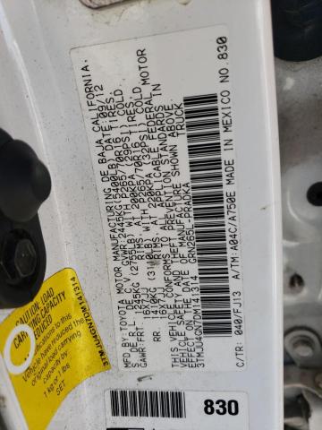 3TMJU4GN7DM141314 - 2013 TOYOTA TACOMA DOUBLE CAB PRERUNNER WHITE photo 12