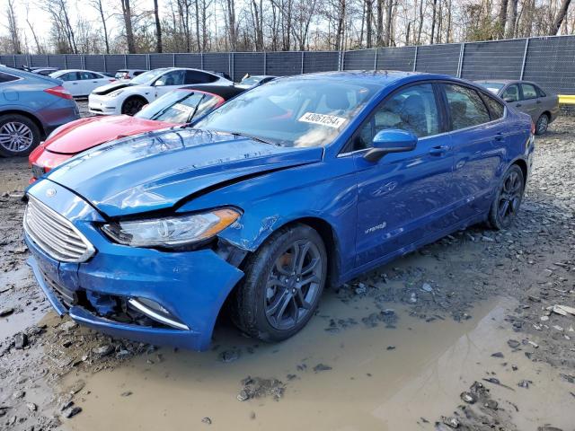 3FA6P0LU7JR160369 - 2018 FORD FUSION SE HYBRID BLUE photo 1