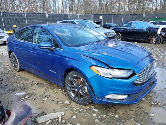 3FA6P0LU7JR160369 - 2018 FORD FUSION SE HYBRID BLUE photo 4