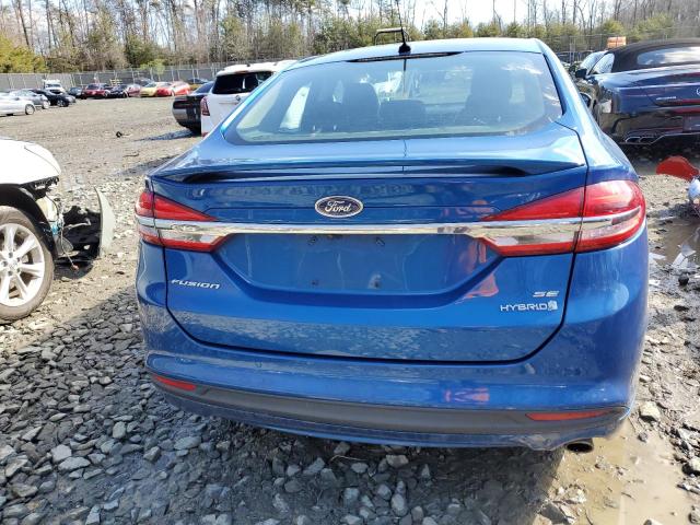 3FA6P0LU7JR160369 - 2018 FORD FUSION SE HYBRID BLUE photo 6