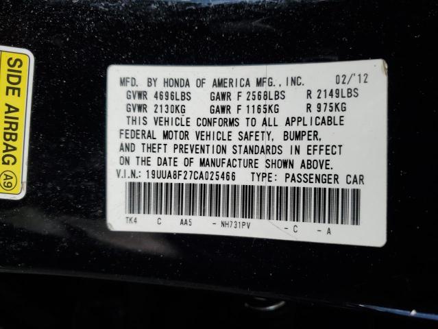 19UUA8F27CA025466 - 2012 ACURA TL BLACK photo 12