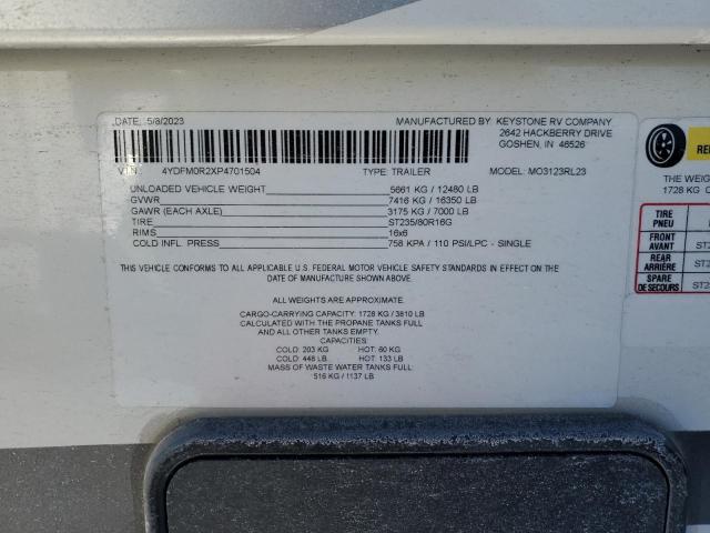 4YDFM0R2XP4701504 - 2023 KEYSTONE MONTANA 白色 照片 10