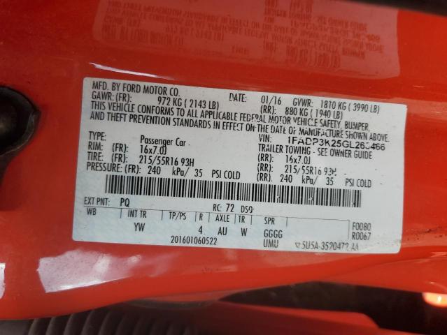 1FADP3K25GL263466 - 2016 FORD FOCUS SE RED photo 12