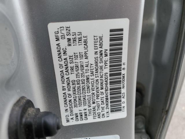 2HKRM4H78DH640079 - 2013 HONDA CR-V EXL SILVER photo 13