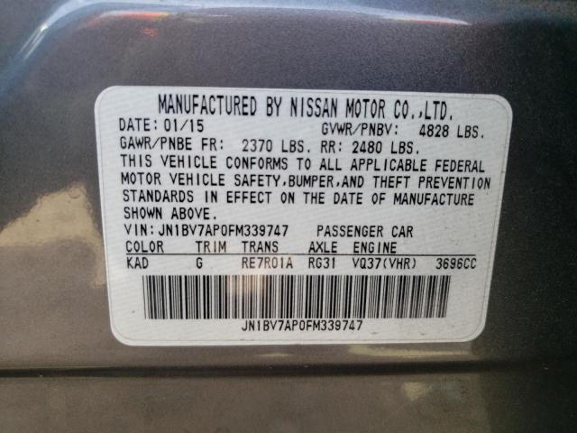 JN1BV7AP0FM339747 - 2015 INFINITI Q50 BASE GRAY photo 12