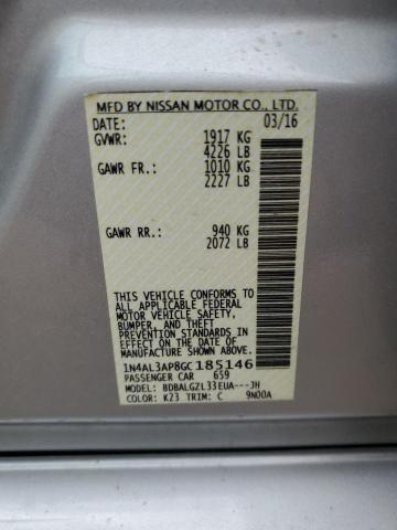 1N4AL3AP8GC185146 - 2016 NISSAN ALTIMA 2.5 SILVER photo 12