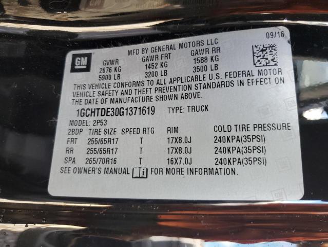 1GCHTDE30G1371619 - 2016 CHEVROLET COLORADO Z71 BLACK photo 12