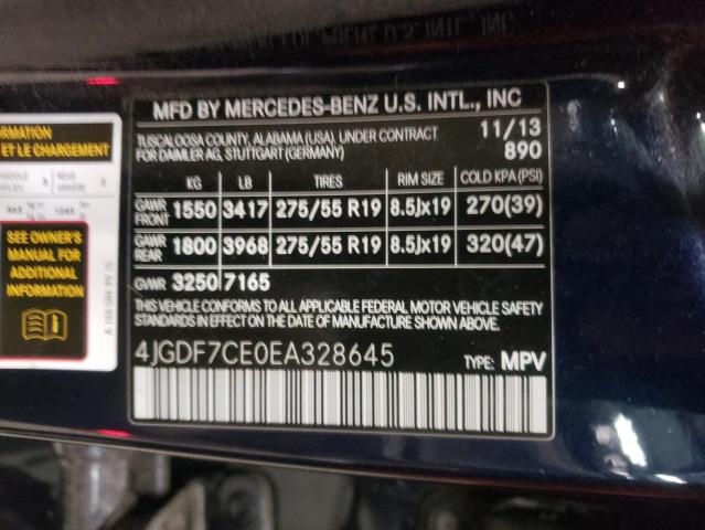 4JGDF7CE0EA328645 - 2014 MERCEDES-BENZ GL 450 4MATIC BLUE photo 13