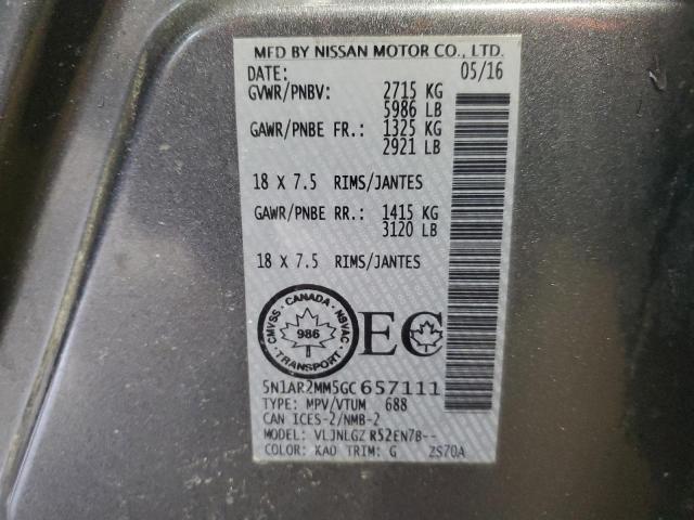 5N1AR2MM5GC657111 - 2016 NISSAN PATHFINDER S 石墨色 照片 13