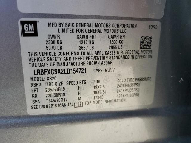 LRBFXCSA2LD154721 - 2020 BUICK ENVISION ESSENCE GRAY photo 12