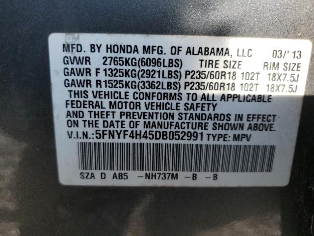 5FNYF4H45DB052991 - 2013 HONDA PILOT EX GRAY photo 13