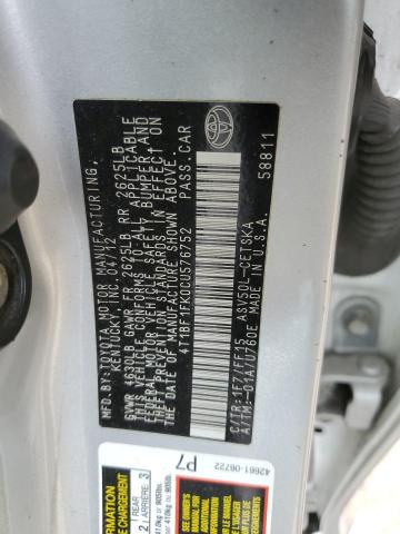 4T1BF1FK0CU576752 - 2012 TOYOTA CAMRY BASE SILVER photo 13