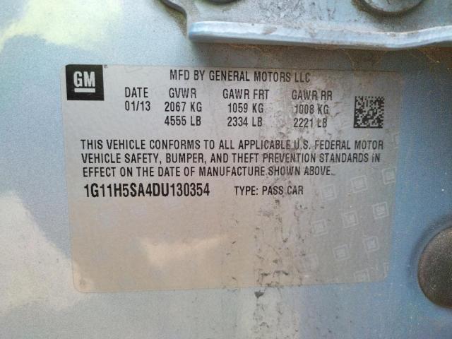 1G11H5SA4DU130354 - 2013 CHEVROLET MALIBU LTZ 蓝色 照片 10