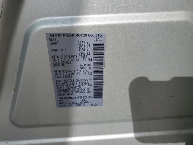5N1AR2MM7DC658739 - 2013 NISSAN PATHFINDER S SILVER photo 13