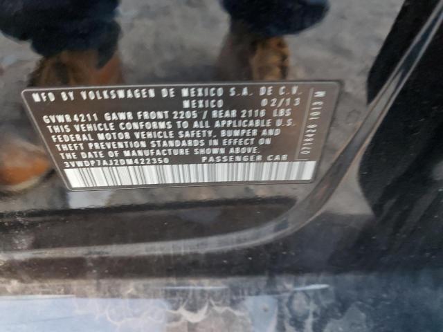 3VWDP7AJ2DM422350 - 2013 VOLKSWAGEN JETTA SE BLACK photo 12