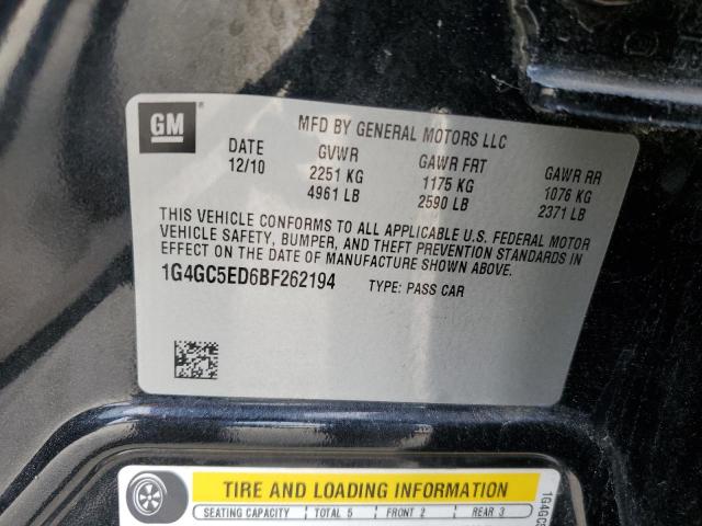 1G4GC5ED6BF262194 - 2011 BUICK LACROSSE CXL CHARCOAL photo 12