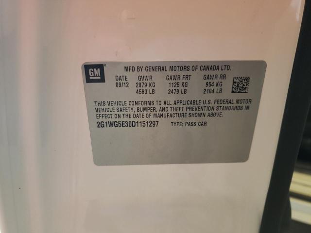 2G1WG5E30D1151297 - 2013 CHEVROLET IMPALA LT თეთრი ფოტო 12