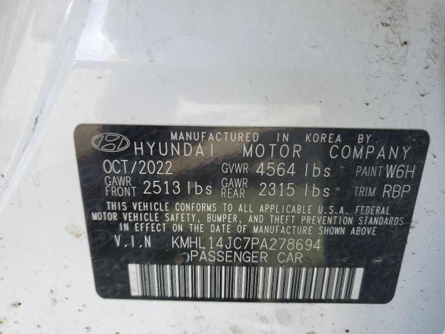 KMHL14JC7PA278694 - 2023 HYUNDAI SONATA N LINE WHITE photo 12