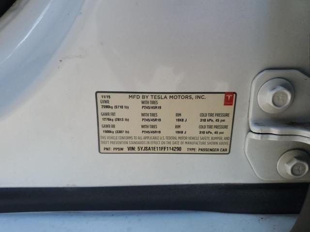 5YJSA1E11FF114290 - 2015 TESLA MODEL S WHITE photo 13