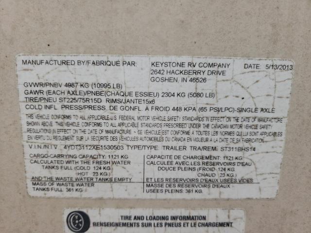 4YDT3112XE1530503 - 2014 KEYSTONE SPRINTER 双色 照片 10