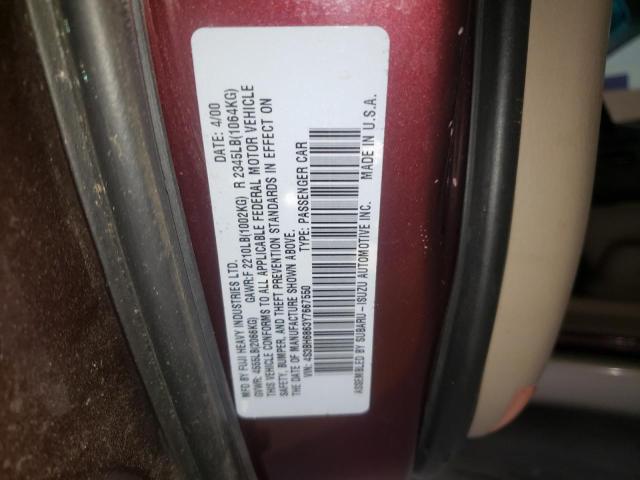 4S3BH6863Y7667550 - 2000 SUBARU OUTBACK OUTBACK LIMITED MAROON photo 12