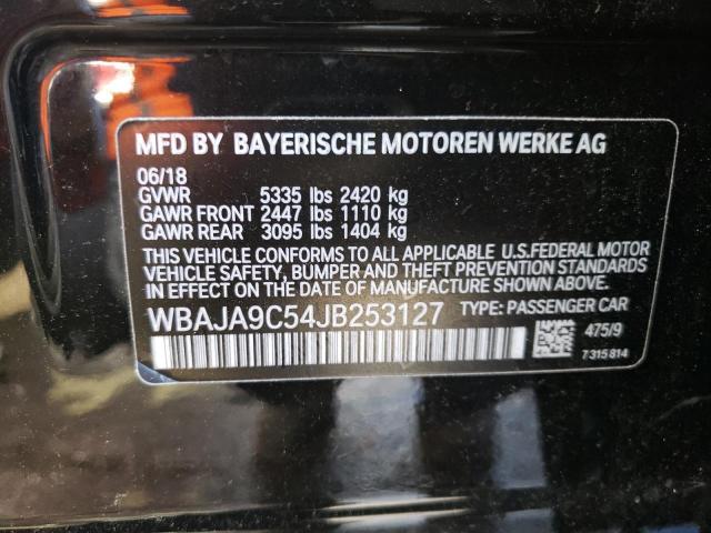 WBAJA9C54JB253127 - 2018 BMW 530E BLACK photo 13