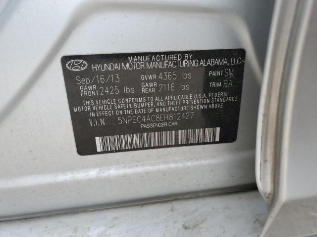 5NPEC4AC8EH812427 - 2014 HYUNDAI SONATA SE SILVER photo 12