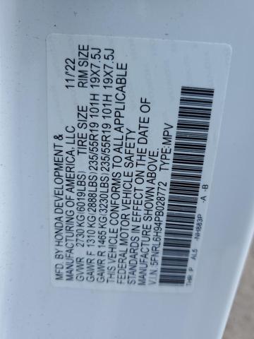 5FNRL6H94PB028772 - 2023 HONDA ODYSSEY ELITE أبيض صورة 13