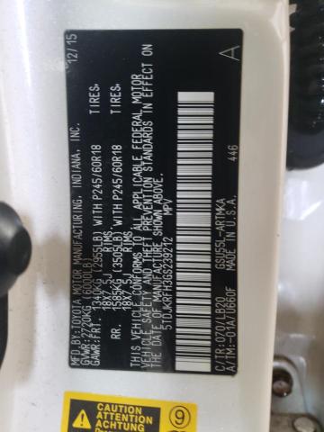 5TDJKRFH3GS239212 - 2016 TOYOTA HIGHLANDER XLE WHITE photo 13