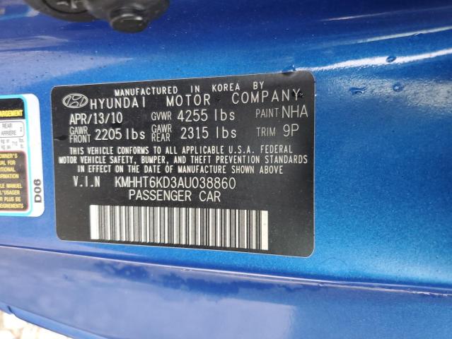 KMHHT6KD3AU038860 - 2010 HYUNDAI GENESIS CO 2.0T BLUE photo 12