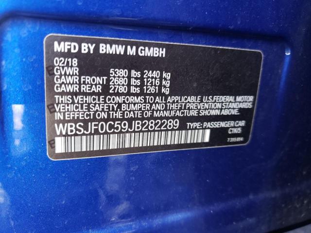 WBSJF0C59JB282289 - 2018 BMW M5 BLUE photo 12