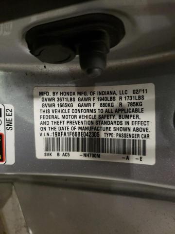 19XFA1F66BE042305 - 2011 HONDA CIVIC LX-S 银色 照片 12