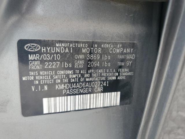 KMHDU4AD6AU027241 - 2010 HYUNDAI ELANTRA BLUE GRAY photo 12