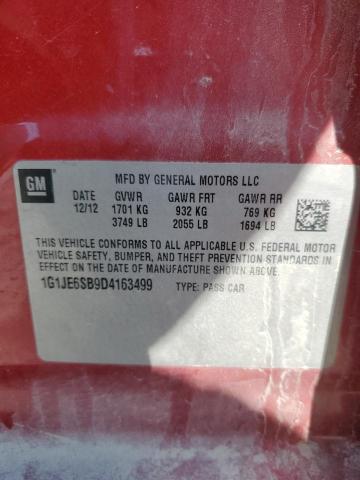 1G1JE6SB9D4163499 - 2013 CHEVROLET SONIC LTZ RED photo 12