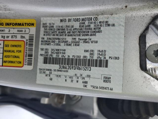 3LN6L2G93FR615213 - 2015 LINCOLN MKZ SILVER photo 12