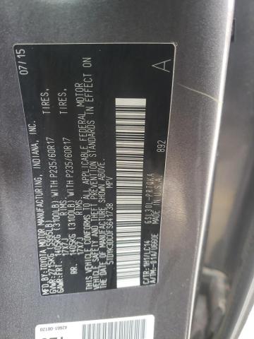 5TDYK3DC0FS641738 - 2015 TOYOTA SIENNA XLE GRAY photo 14