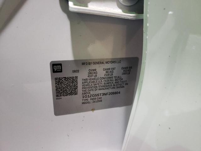 1G1ZG5ST3NF209804 - 2022 CHEVROLET MALIBU RS 白色 照片 13