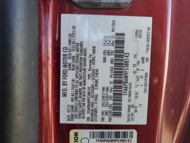 1FA6P8AM9F5388143 - 2015 FORD MUSTANG RED photo 13