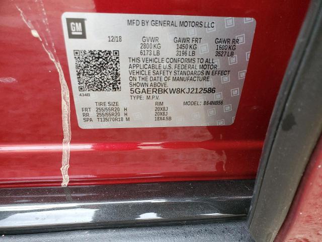 5GAERBKW8KJ212586 - 2019 BUICK ENCLAVE ESSENCE 红色 照片 13
