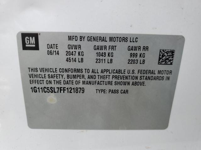 1G11C5SL7FF121879 - 2015 CHEVROLET MALIBU 1LT 白色 照片 12