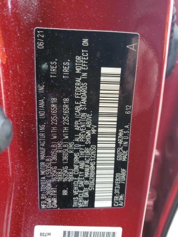 5TDGZRBH8MS132650 - 2021 TOYOTA HIGHLANDER XLE RED photo 14